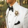 Alizeal Mens Paisley Bow Tie, Pocket Square, Cufflinks Set (Dark Green) view 4