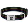 Dog Collar Seatbelt Buckle Pinstripes Black Multi Color 15 to 26 Inches 1.0 Inch Wide view 1
