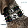 Dog Collar Seatbelt Buckle Pinstripes Black Multi Color 15 to 26 Inches 1.0 Inch Wide view 2