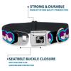 Dog Collar Seatbelt Buckle Dopey Eyes Black Baby Blue Purple 15 to 26 Inches 1.0 Inch Wide view 4