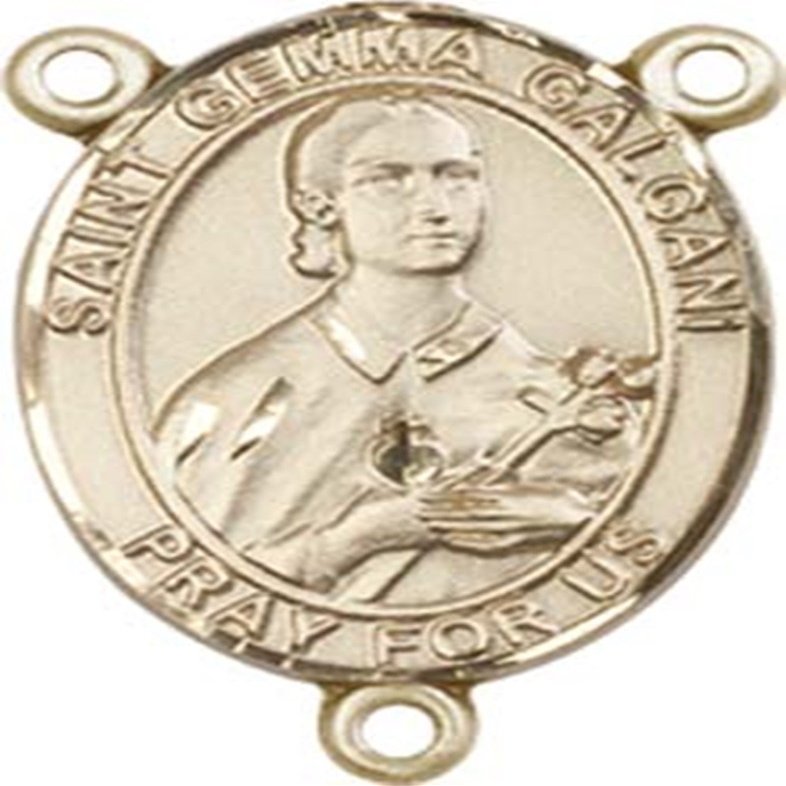 14K Gold Filled Saint Gemma Galgani Rosary Centerpiece Medal, 3/4 Inch