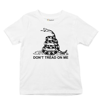 Don't Tread On Me Youth T-Shirt Kid's Patriotic Tee Gadsden Flag Rattle Snake White Small