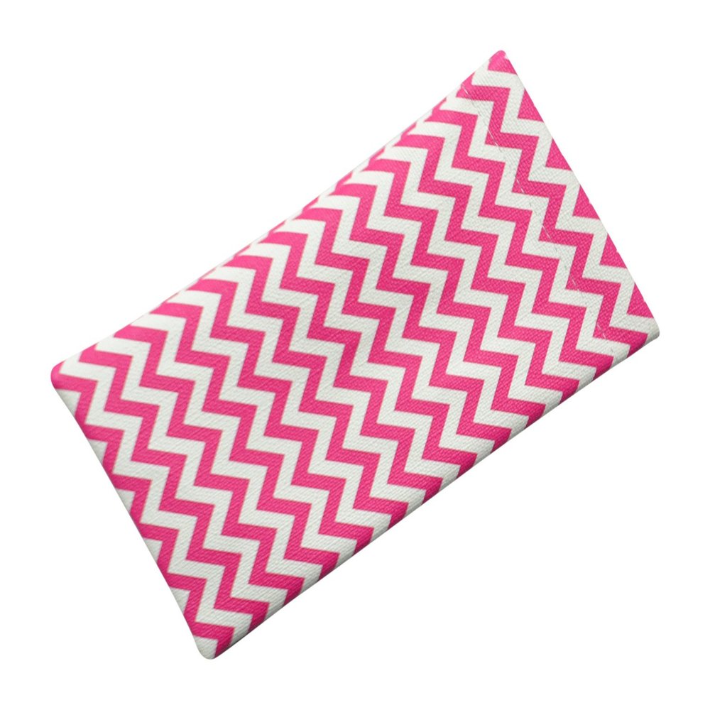 LBI Soft Squeeze Top Slip In Eyeglasses Case And Holder, Chevron Design, Magenta/White