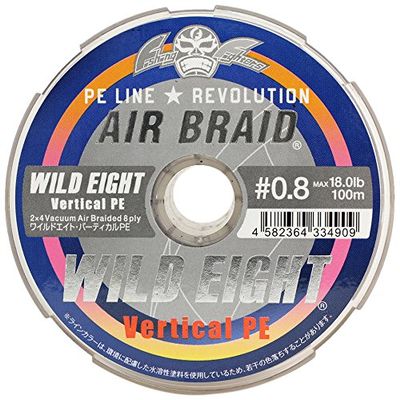 Fishing Fighters FF-ABWV100-0.8 PE Line Airbraid Wild Eight Vertical PE 100m 0.8# 18lb 5 Color Coding