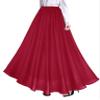 Afibi Womens Chiffon Retro Long Maxi Skirt Beach Ankle Length Skirt (XX-Large, Wine Red) view 3