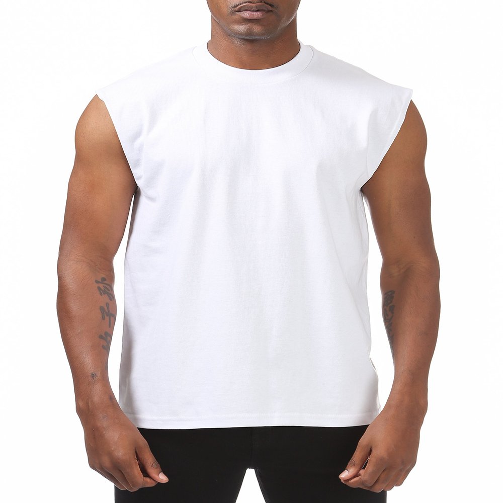 Pro Club Men's Heavyweight Sleeveless Muscle T-Shirt, Snow White, Medium