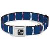 Dog Collar Seatbelt Buckle Rings Turquoise White Fuchsia 13 to 18 Inches 1.5 Inch Wide view 1