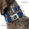 Dog Collar Seatbelt Buckle Rings Turquoise White Fuchsia 13 to 18 Inches 1.5 Inch Wide view 2