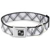 Dog Collar Seatbelt Buckle Plaid X White Gray 15 to 26 Inches 1.0 Inch Wide view 1