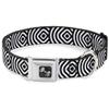 Dog Collar Seatbelt Buckle Square Target White Black 15 to 26 Inches 1.0 Inch Wide view 1