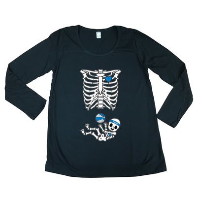 Long Sleeve Baby Basketball Sports Future Mom Maternity DT T-Shirt Tee (Large, Black)