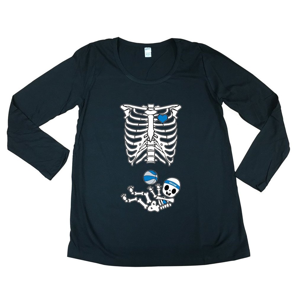 Long Sleeve Baby Basketball Sports Future Mom Maternity DT T-Shirt Tee (Large, Black)