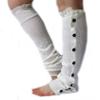 Ewanda store Women 80s Knitted Flat Knee High Button Down Crochet Lace Trim Leg Warmers,White view 1