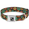 Dog Collar Seatbelt Buckle Boho Mandala Black Yellow Turquoise Orange 18 to 32 Inches 1.5 Inch Wide view 1