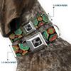Dog Collar Seatbelt Buckle Boho Mandala Black Yellow Turquoise Orange 18 to 32 Inches 1.5 Inch Wide view 2