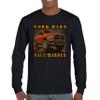 Tee Hunt Work Hard Haul Harder Men's Graphic Long Sleeve T-Shirt - American Pickup Truck Offroad 4x4 USA Design Medium Black view 2