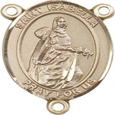 14K Gold Filled Saint Isabella of Portugal Rosary Centerpiece Medal, 3/4 Inch