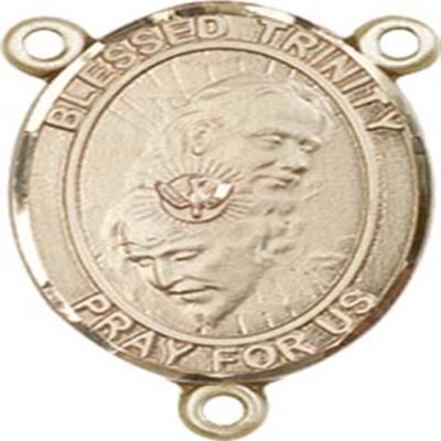 14K Gold Filled Blessed Trinity Rosary Centerpiece Medal, 3/4 Inch