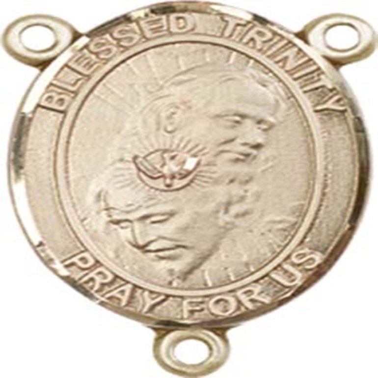 14K Gold Filled Blessed Trinity Rosary Centerpiece Medal, 3/4 Inch