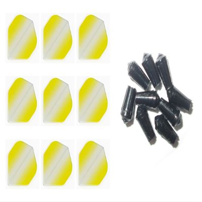 Retreiver 3 Sets of Vignette Transparent Standard Dart Flights Plus 3 Sets of Black Nylon Dart Flight Protectors (Yellow Vertical)