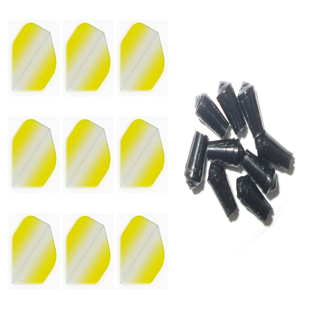Retreiver 3 Sets of Vignette Transparent Standard Dart Flights Plus 3 Sets of Black Nylon Dart Flight Protectors (Yellow Vertical)