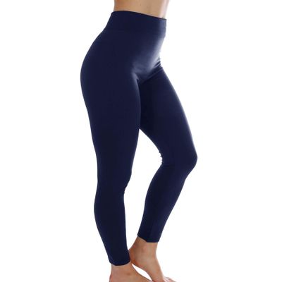 Women Winter Fleece Full Legth Basic Legging Pants Plus Size X-Large - 3XL (Navy)
