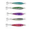 5pcs 2.5oz Fish WOW! Fish Metal Bait Jig 2-1/2oz Mega Live Lure with a Treble Hook -5 Colors- Black, Blue, Pink, Glow, Blue Sardine