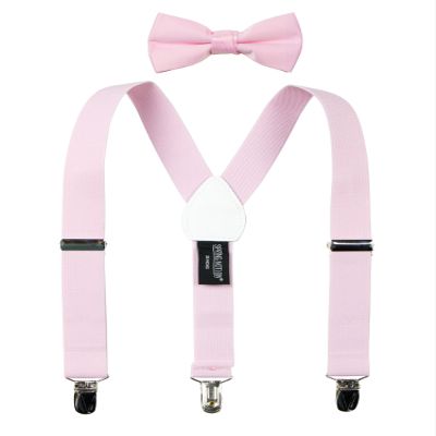Spring Notion Boys' Suspenders and Solid Color Bowtie Set Light Pink Small