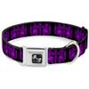 Dog Collar Seatbelt Buckle Buckle Down Skulls Wings Black Purple 16 to 23 Inches 1.5 Inch Wide view 1