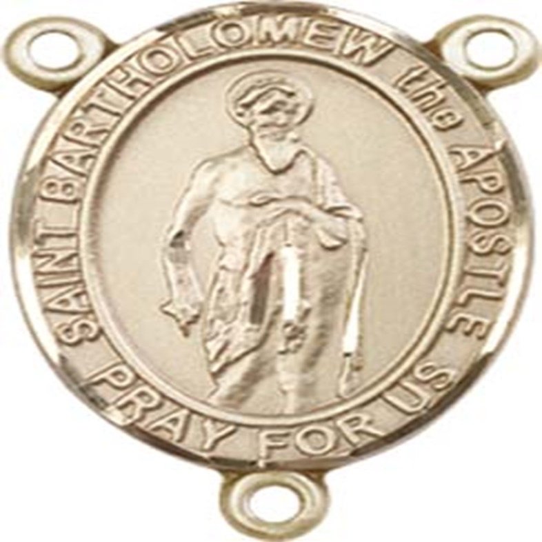 14K Gold Filled Saint Bartholomew the Apostle Rosary Centerpiece Medal, 3/4 Inch