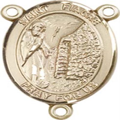 14K Gold Filled Saint Fiacre Rosary Centerpiece Medal, 3/4 Inch