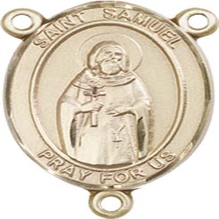 14K Gold Filled Saint Samuel Rosary Centerpiece Medal, 3/4 Inch
