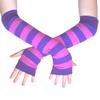 Cheshire Cat Stripes Arm warmers purple fingerless gloves view 1
