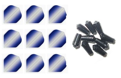 Retreiver 3 Sets of Vignette Transparent Standard Dart Flights Plus 3 Sets of Black Nylon Dart Flight Protectors (Dark Blue Vertical)