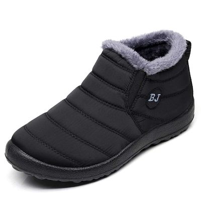 BOLOMEE Women Winter Snow Ankle Boots Fur Lining Outdoor Slip On Booties Sneakers Black Women US 5.5