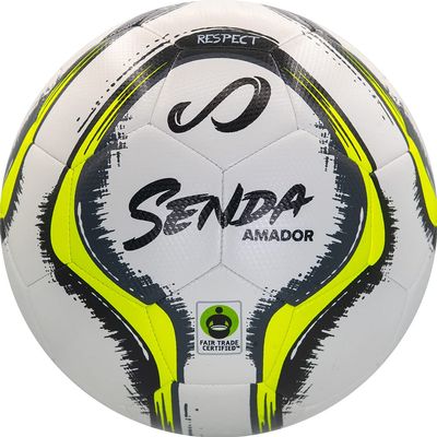 SENDA Amador Training Soccer Ball, Fair Trade Certified, White/Yellow, Size 5 (Ages 13 & Up)