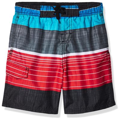 Kanu Surf Big Boys Viper Quick Dry Beach Swim Trunk, Viper Black/Red, Large (14/16)