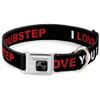 Dog Collar Seatbelt Buckle I Love You But Ive Chosen Dubstep Black White Red 11 to 17 Inches 1.0 Inch Wide view 1