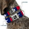 Dog Collar Seatbelt Buckle Stars Stripes Ribbon Red Blue White 13 to 18 Inches 1.5 Inch Wide view 2
