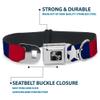 Dog Collar Seatbelt Buckle Stars Stripes Ribbon Red Blue White 13 to 18 Inches 1.5 Inch Wide view 3
