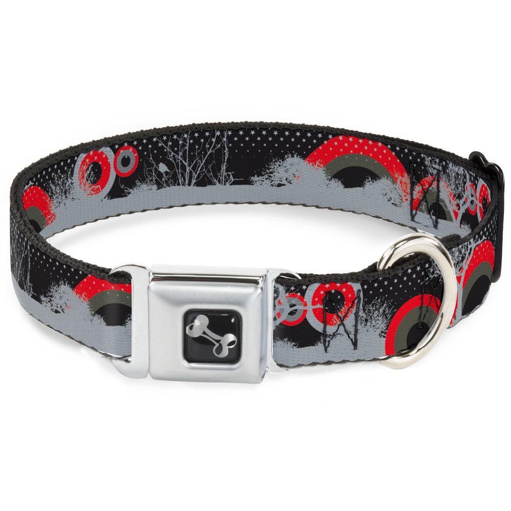 Dog Collar Seatbelt Buckle Starry Forest 13 to 18 Inches 1.5 Inch Wide