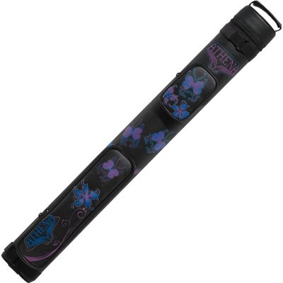 Athena Butterfly Print Pool Cue Case, 2 Butt, 2 Shaft, Blue and Purple Butterfly Design, Two Storage Pockets for Jump Butt, for Billiard Sticks