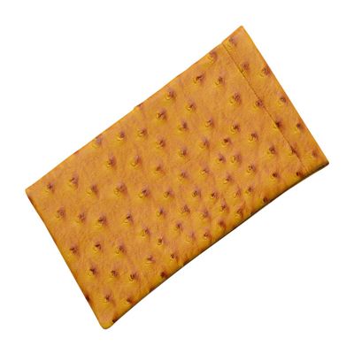 LBI Soft Squeeze Top Slip In Eyeglasses Case And Holder In Faux Ostrich Leather, Mustard
