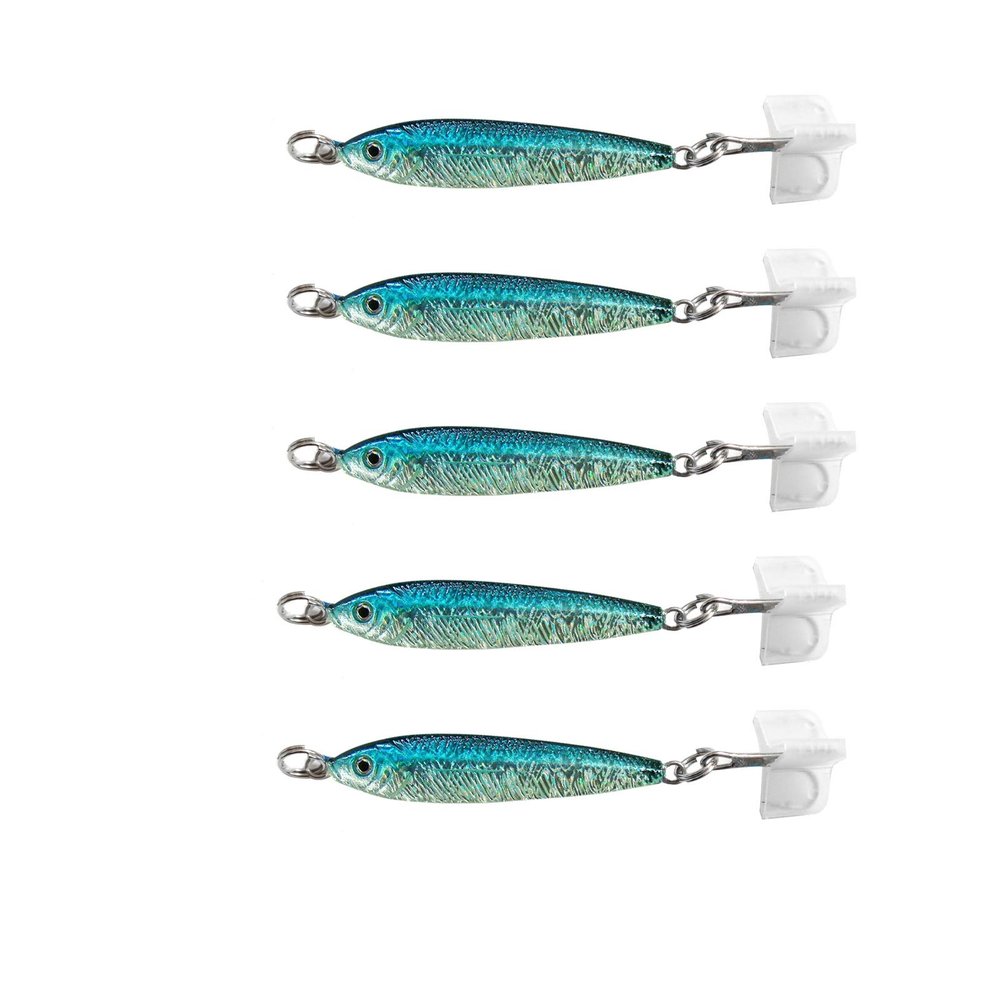 5pcs 1.5oz Fish WOW! Fish Metal Bait Jig 1-1/2oz Mega Live Lure with a Treble Hook -Blue