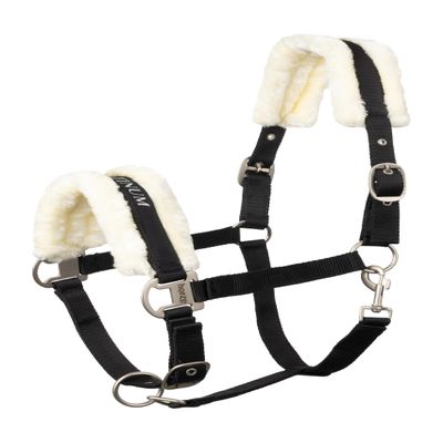 HORZE Howard Soft Fleece Padded Adjustable Polyester Horse Halter - Black - Shetland