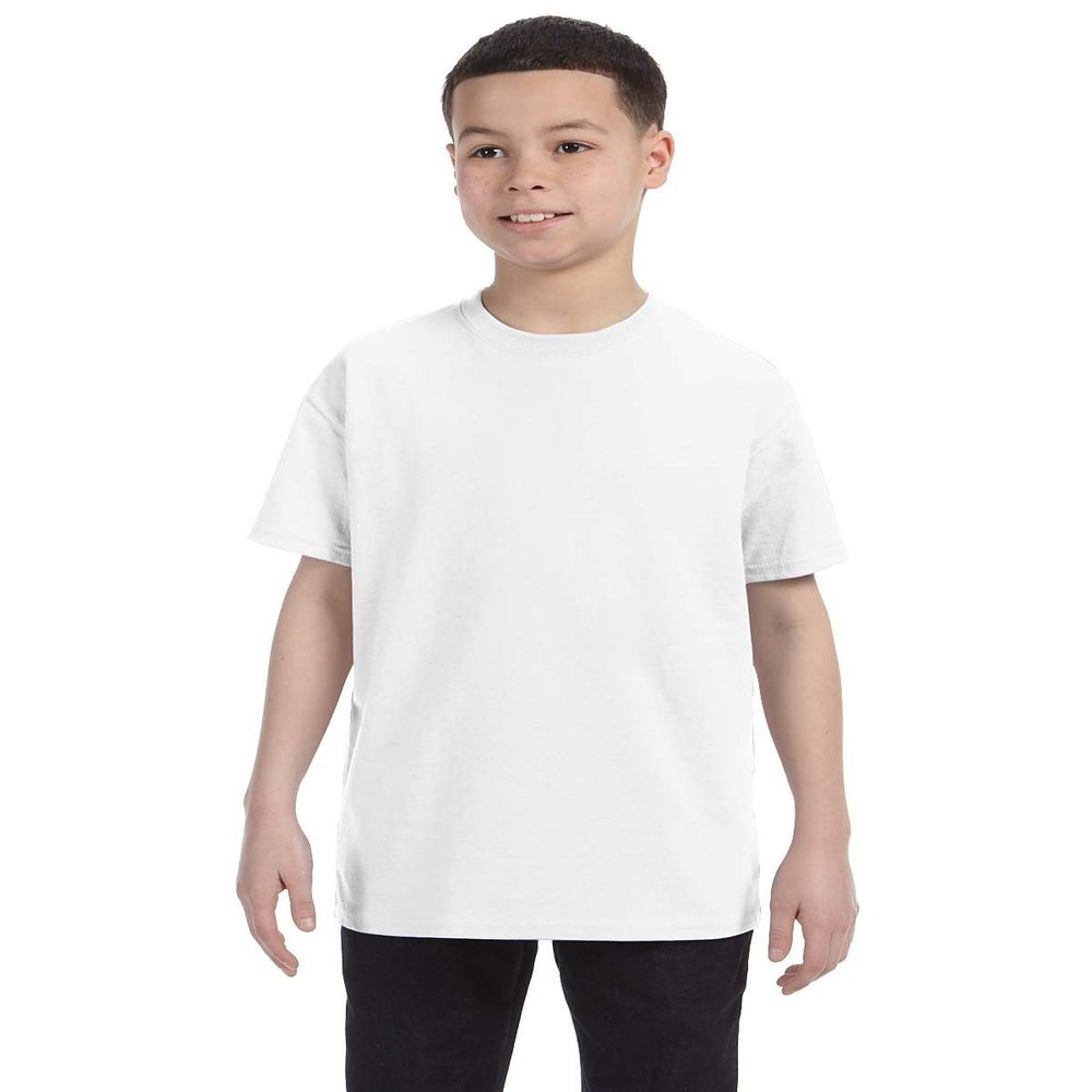 Gildan Big Boys Heavy Taped Neck Comfort Jersey T-Shirt, White, XS