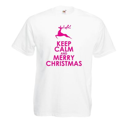 lepni.me Mens T-Shirt Merry Christmas ! Rudolph Santa's Ninth Reindeer (XXXX-Large White Magenta)
