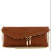 FashionPuzzle Envelope Wristlet Clutch Crossbody Bag with Chain Strap (Dark Tan) One Size view 1