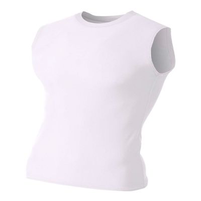 A4 Sportswear White Adult 3XL Muscle Tee No Sleeve Tank High Performance Compression Moisture Wicking Shirt