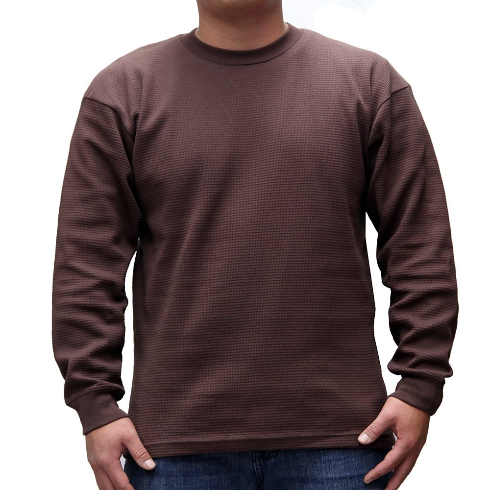 PRO 5 Mens Casual Long Sleeve Thermal, Medium, Brown